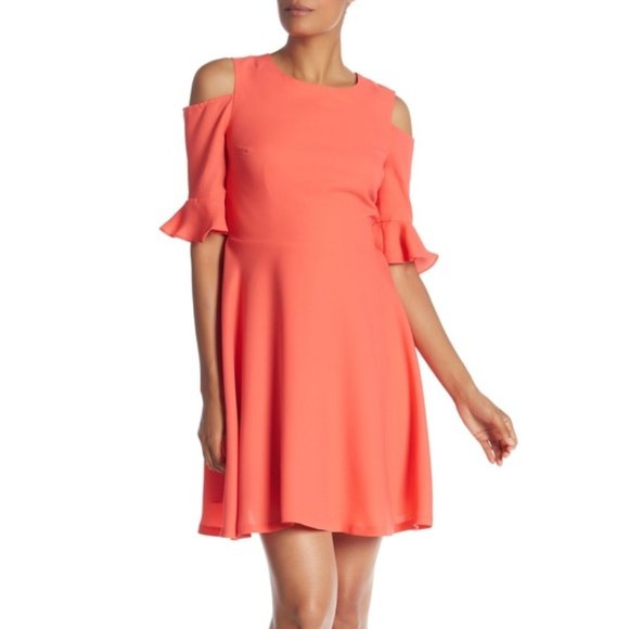 NWT Nordstrom Cece Cold Shoulder Fit & Flare Dress - Picture 1 of 5